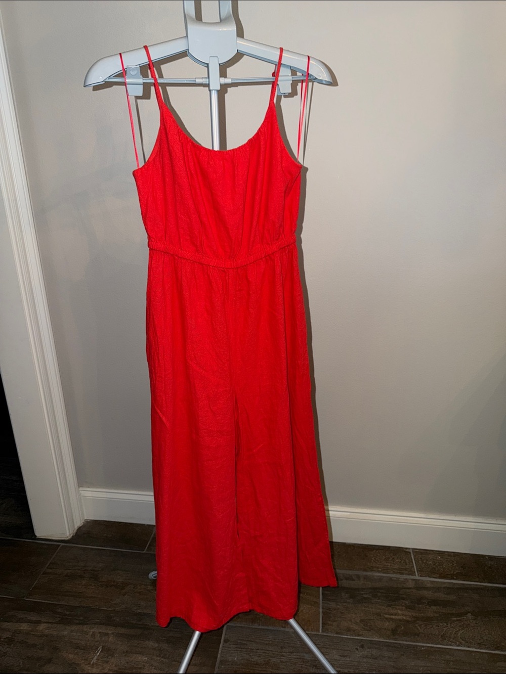 Haute Hippie Bright Burnt Orange Spaghetti-Strap Linen Jumpsuit